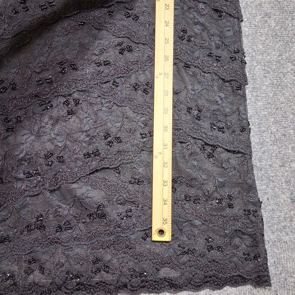 Cindy USA Black Lace Beaded Tiered V-Neck Cocktail Dress Womens Medium LBD - Picture 6 of 11